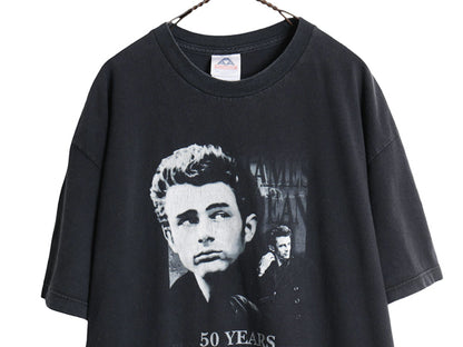 00s ★ ジェームス ディーン 追悼 フォト イラスト プリント Tシャツ メンズ XL / 古着 ヴィンテージ 俳優 グラフィック ヘビーウェイト 黒