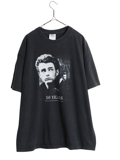 00s ★ ジェームス ディーン 追悼 フォト イラスト プリント Tシャツ メンズ XL / 古着 ヴィンテージ 俳優 グラフィック ヘビーウェイト 黒