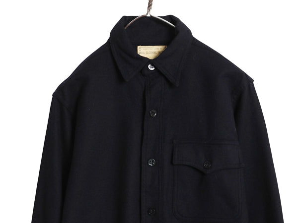 40s ★ 米軍実物 USN ネイビー 片ポケ CPO シャツ メンズ M 程 / ヴィンテージ 大戦 WW2 ミリタリー NAVY 海軍 ウール 無地 濃紺 ダブル襟