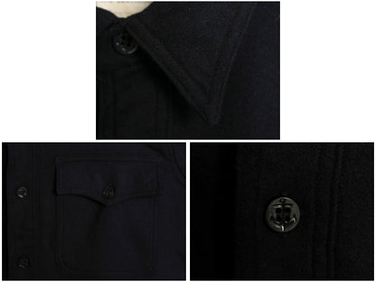 40s ★ 米軍実物 USN ネイビー 片ポケ CPO シャツ メンズ M 程 / ヴィンテージ 大戦 WW2 ミリタリー NAVY 海軍 ウール 無地 濃紺 ダブル襟