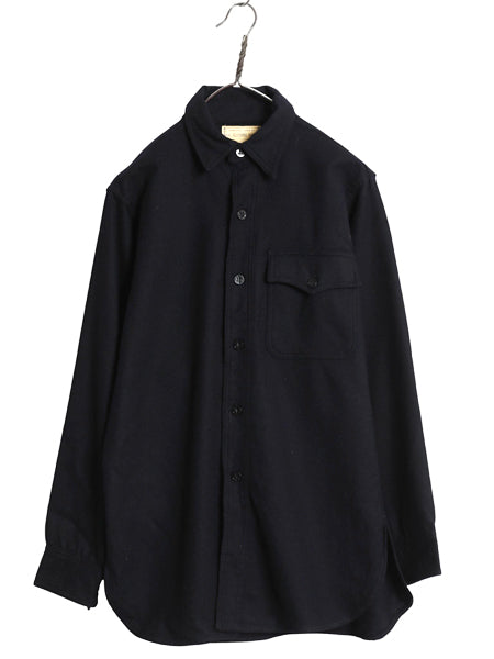 40s ★ 米軍実物 USN ネイビー 片ポケ CPO シャツ メンズ M 程 / ヴィンテージ 大戦 WW2 ミリタリー NAVY 海軍 ウール 無地 濃紺 ダブル襟