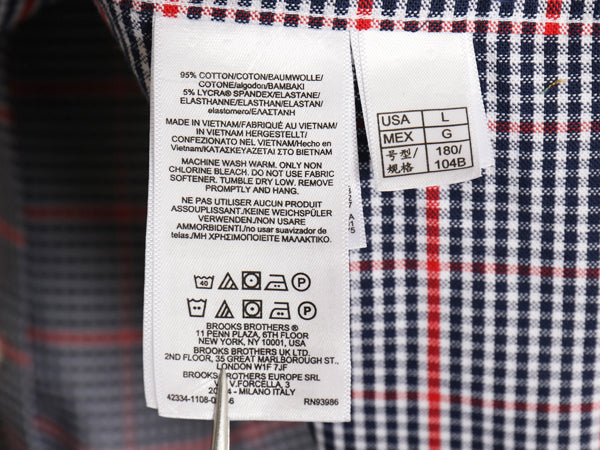 ブルックスブラザーズ チェック 長袖 ボタンダウン シャツ メンズ L 古着 コットン ストレッチ オックスフォード ワイシャツ ノーアイロン