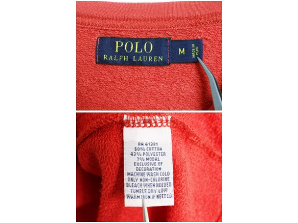 ポロ ラルフローレン 前V スウェット メンズ M トレーナー ワンポイント ストレッチ クルーネック 長袖 Tシャツ ロンT 裏起毛なし シンプル