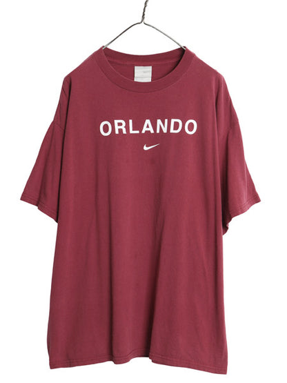 00s ナイキ プリント Tシャツ メンズ XL / 古着 オールド カットソー ヘビーウェイト コットン センター スモール スウッシュ 大きいサイズ
