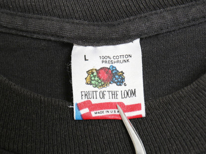 90s USA製 フルーツオブザルーム ポケット付き 無地 半袖 Tシャツ メンズ L オールド ポケT 耳付き ブランク シングルステッチ トップス 黒