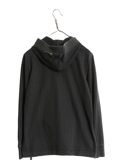 00s ラルフローレン ジーンズ フード付き 長袖Tシャツ レディース M / オールド ポロ スキッパー ストレッチ コットン マリン パーカー 黒