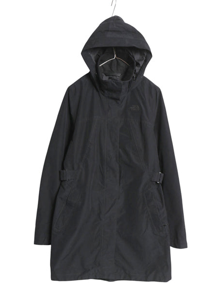 US企画 ノースフェイス DRYVENT ナイロン ロング コート レディース L トレンチ パーカー ジャケット フルジップ ジャンパー ハイネック 黒