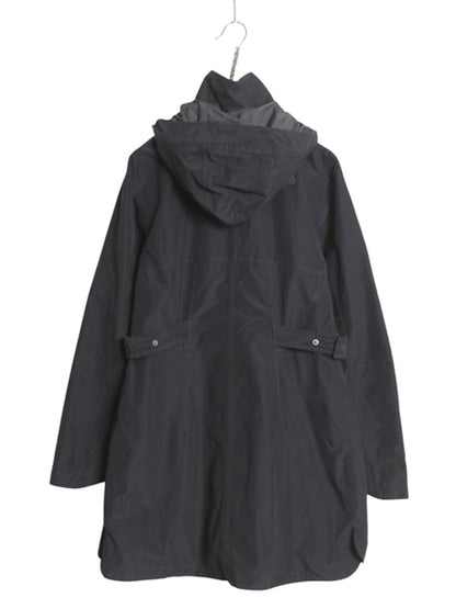 US企画 ノースフェイス DRYVENT ナイロン ロング コート レディース L トレンチ パーカー ジャケット フルジップ ジャンパー ハイネック 黒