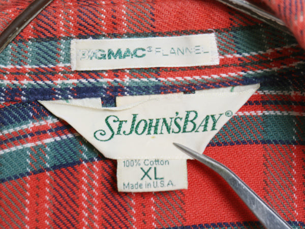 80s USA製 セントジョンズベイ ビッグマック チェック 長袖 ヘビー フランネル シャツ メンズ XL / ヴィンテージ ネルシャツ 大きいサイズ