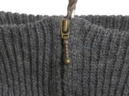 アイルランド製 aran crafts ハーフジップ ケーブル ニット セーター メンズ XL / ウール ローゲージ ハイネック 無地 大きいサイズ 濃灰