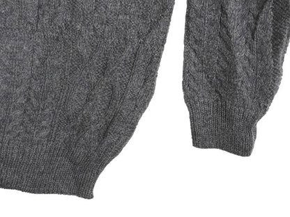 アイルランド製 aran crafts ハーフジップ ケーブル ニット セーター メンズ XL / ウール ローゲージ ハイネック 無地 大きいサイズ 濃灰