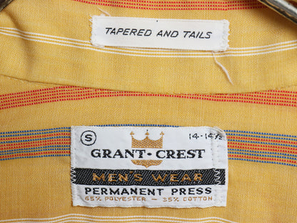 70s Grant Crest ストライプ 長袖 シャツ メンズ S / ヴィンテージ シワになりにくい 薄手 ノーアイロン きれいめ カジュアル ワイシャツ