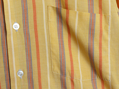 70s Grant Crest ストライプ 長袖 シャツ メンズ S / ヴィンテージ シワになりにくい 薄手 ノーアイロン きれいめ カジュアル ワイシャツ