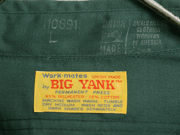 デッドストック 70s USA製 ビッグヤンク 半袖 ワーク シャツ メンズ L 新品 ヴィンテージ ポケット付き シワになりにくい 半袖シャツ 無地