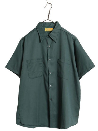 デッドストック 70s USA製 ビッグヤンク 半袖 ワーク シャツ メンズ L 新品 ヴィンテージ ポケット付き シワになりにくい 半袖シャツ 無地