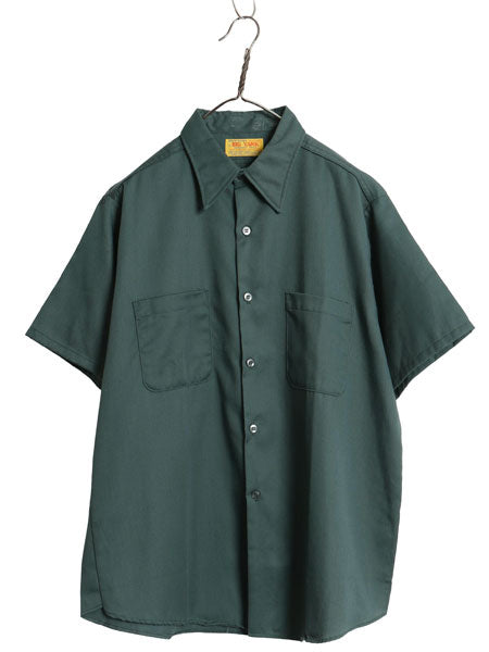 デッドストック 70s USA製 ビッグヤンク 半袖 ワーク シャツ メンズ L 新品 ヴィンテージ ポケット付き シワになりにくい 半袖シャツ 無地