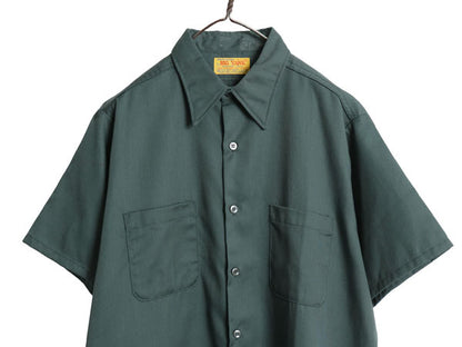 デッドストック 70s USA製 ビッグヤンク 半袖 ワーク シャツ メンズ L 新品 ヴィンテージ ポケット付き シワになりにくい 半袖シャツ 無地