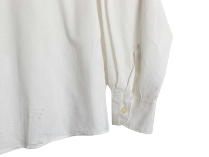 60s 無地 長袖 シャツ メンズ L 古着 ヴィンテージ 白シャツ ドレス ワイシャツ カジュアル シワになりにくい ホワイト シンプル きれいめ