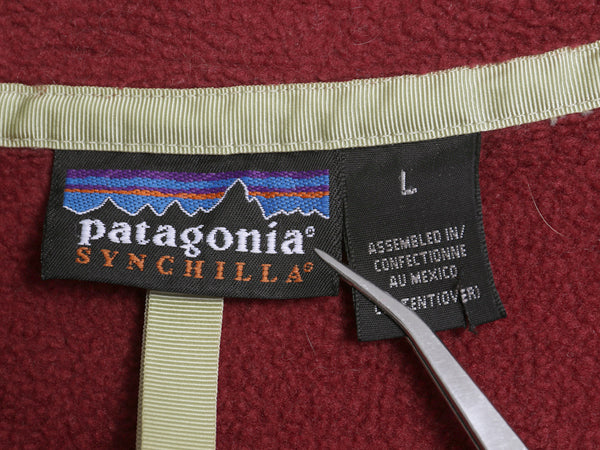90s パタゴニア シンチラ スナップT メンズ L 古着 オールド アウトドア フリース プルオーバー ジャケット ジャンパー ハイネック エンジ