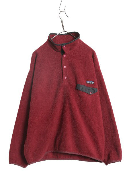 90s パタゴニア シンチラ スナップT メンズ L 古着 オールド アウトドア フリース プルオーバー ジャケット ジャンパー ハイネック エンジ
