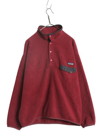 90s パタゴニア シンチラ スナップT メンズ L 古着 オールド アウトドア フリース プルオーバー ジャケット ジャンパー ハイネック エンジ