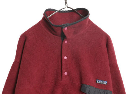 90s パタゴニア シンチラ スナップT メンズ L 古着 オールド アウトドア フリース プルオーバー ジャケット ジャンパー ハイネック エンジ