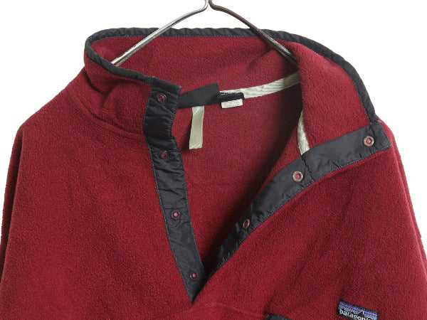 90s パタゴニア シンチラ スナップT メンズ L 古着 オールド アウトドア フリース プルオーバー ジャケット ジャンパー ハイネック エンジ