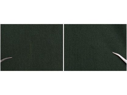 90s ポロ ラルフローレン コットン ニット セーター メンズ L オールド 長袖ニット ワンポイント ポニー 刺繍 クルーネック シンプル 深緑