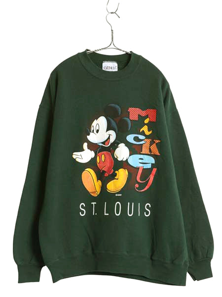 90s USA製 ミッキー イラスト プリント スウェット メンズ レディース XL 古着 オールド ディズニー 大きいサイズ キャラクター トレーナー