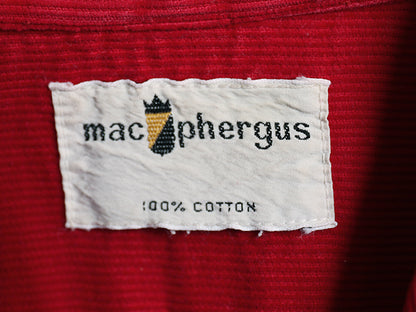 70s ★ MacPhergus 細畝 コーデュロイ シャツ メンズ L / 古着 ヴィンテージ 雰囲気系 ボックス 長袖シャツ ポケット付き コットン 赤 無地
