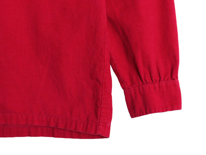 70s ★ MacPhergus 細畝 コーデュロイ シャツ メンズ L / 古着 ヴィンテージ 雰囲気系 ボックス 長袖シャツ ポケット付き コットン 赤 無地