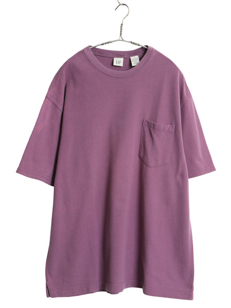 00s オールド ギャップ 鹿の子 ポケット付き 半袖 Tシャツ メンズ L / 無地 ポケT ヘビーウェイト コットン カットソー ボックス パープル