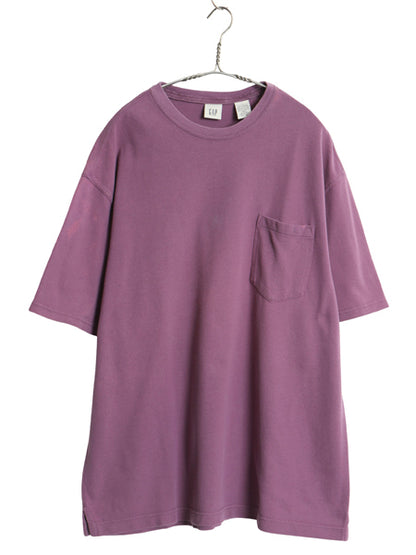 00s オールド ギャップ 鹿の子 ポケット付き 半袖 Tシャツ メンズ L / 無地 ポケT ヘビーウェイト コットン カットソー ボックス パープル