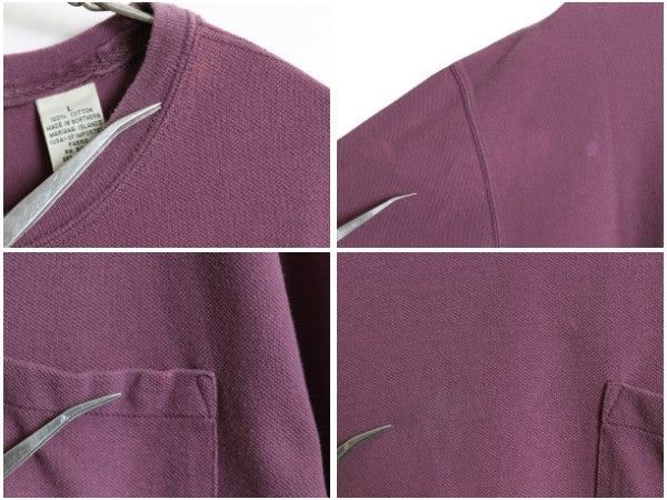 00s オールド ギャップ 鹿の子 ポケット付き 半袖 Tシャツ メンズ L / 無地 ポケT ヘビーウェイト コットン カットソー ボックス パープル