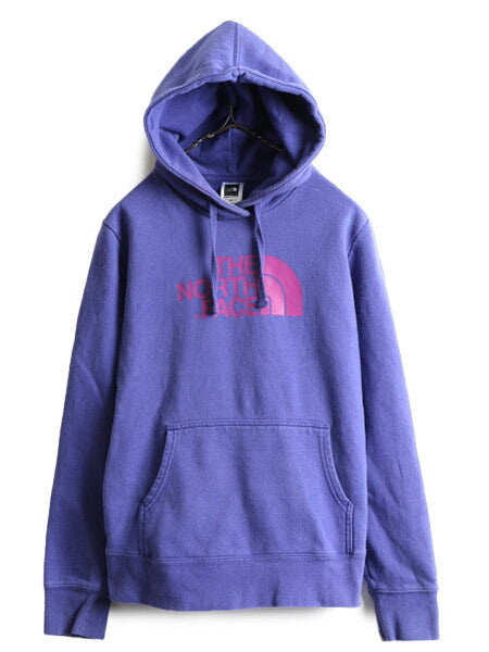 ■ ノースフェイス プリント スウェット フード パーカー ( レディース M ) The North Face トレーナー プルオーバー 裏起毛 スエット 紫