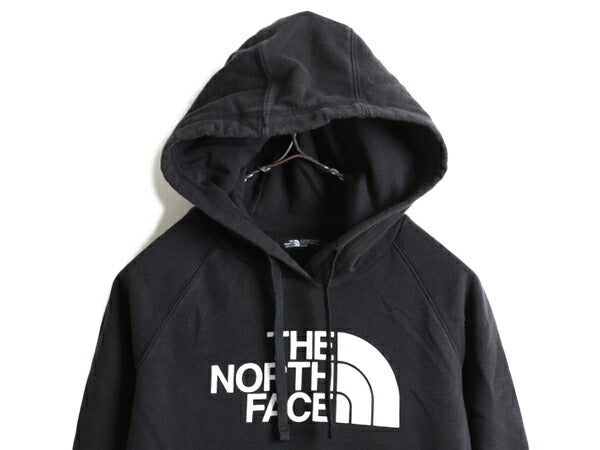 ■ ノースフェイス プリント スウェット フード パーカー ( レディース M ) The North Face トレーナー プルオーバー 裏起毛 アウトドア 黒