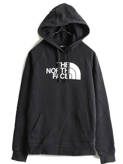■ ノースフェイス プリント スウェット フード パーカー ( レディース M ) The North Face トレーナー プルオーバー 裏起毛 アウトドア 黒
