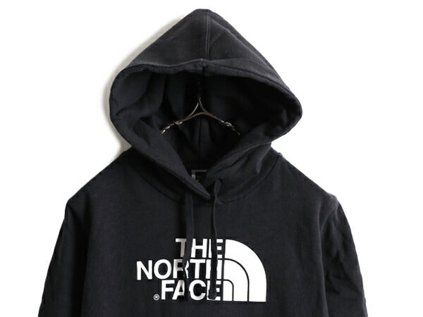 ■ ノースフェイス プリント スウェット フード パーカー ( レディース M ) The North Face トレーナー プルオーバー 裏起毛 アウトドア 黒