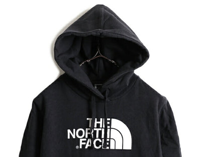 ■ ノースフェイス プリント スウェット フード パーカー ( レディース M ) The North Face トレーナー プルオーバー 裏起毛 アウトドア 黒