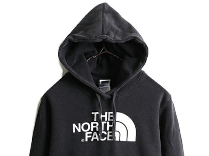 ■ ノースフェイス プリント スウェット フード パーカー ( レディース S ) The North Face トレーナー プルオーバー 裏起毛 アウトドア 黒
