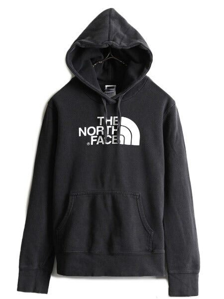 ■ ノースフェイス プリント スウェット フード パーカー ( レディース S ) The North Face トレーナー プルオーバー 裏起毛 アウトドア 黒