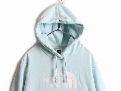 大きいサイズ XL ■ ノースフェイス ロゴ プリント スウェット パーカー レディース The North Face トレーナー プルオーバー 裏起毛 水色