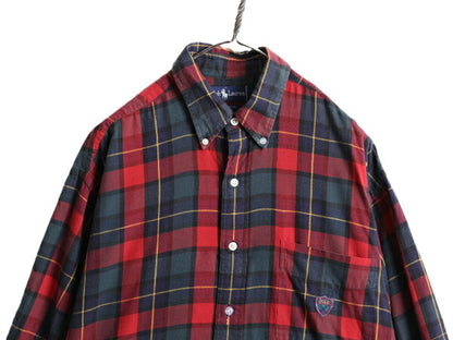90s 初期 ■ ポロ ゴルフ ラルフローレン タータン チェック 長袖 ボタンダウン シャツ ( メンズ L ) POLO GOLF 90年代 オールド コットン