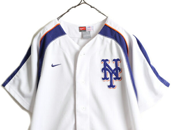 00s ボーイズ XL メンズ S 程■ ナイキ MLB オフィシャル メッツ ベースボール シャツ / NIKE ゲームシャツ ユニフォーム 大リーグ 野球