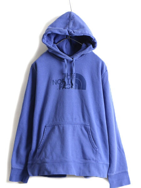 大きいサイズ XL  ■ ノースフェイス プリント スウェット フード パーカー ( レディース  ) 古着 The North Face プルオーバー 裏起毛 紫