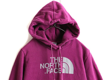 ■ ノースフェイス プリント スウェット フード パーカー レディース S / 古着 The North Face トレーナー スエット 裏起毛 紫 アウトドア