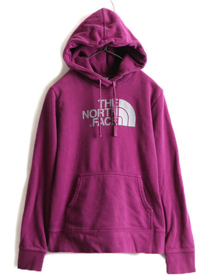 ■ ノースフェイス プリント スウェット フード パーカー レディース S / 古着 The North Face トレーナー スエット 裏起毛 紫 アウトドア