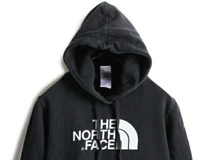 ■ ノースフェイス プリント スウェット フード パーカー 黒 ( レディース M ) The North Face トレーナー プルオーバー 裏起毛 スエット