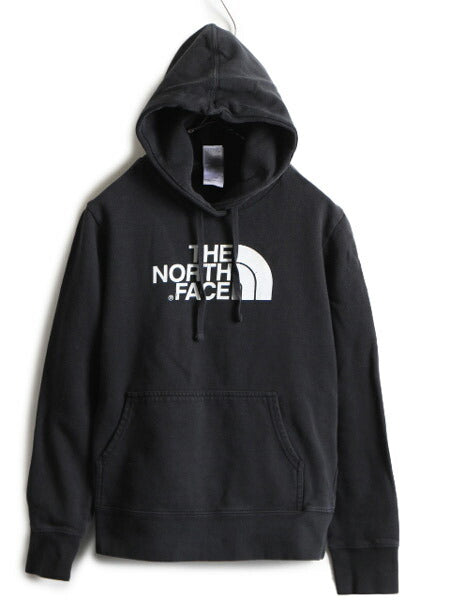 ■ ノースフェイス プリント スウェット フード パーカー 黒 ( レディース M ) The North Face トレーナー プルオーバー 裏起毛 スエット
