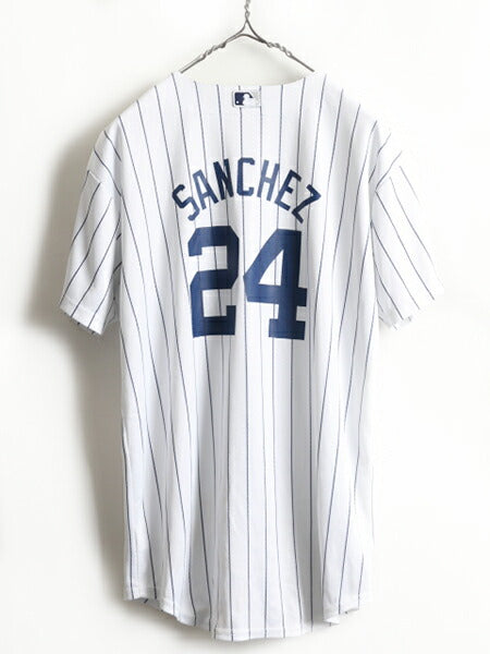 ボーイズ XL メンズ S 程■ MLB オフィシャル Majestic ニューヨーク ヤンキース ベースボール シャツ ゲームシャツ ユニフォーム 大リーグ